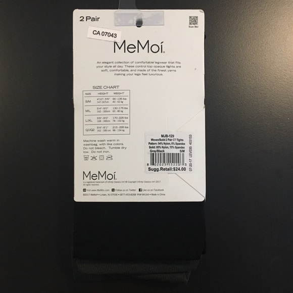 NWT Memoi women’s tights set of 2 size S - Picture 2 of 5